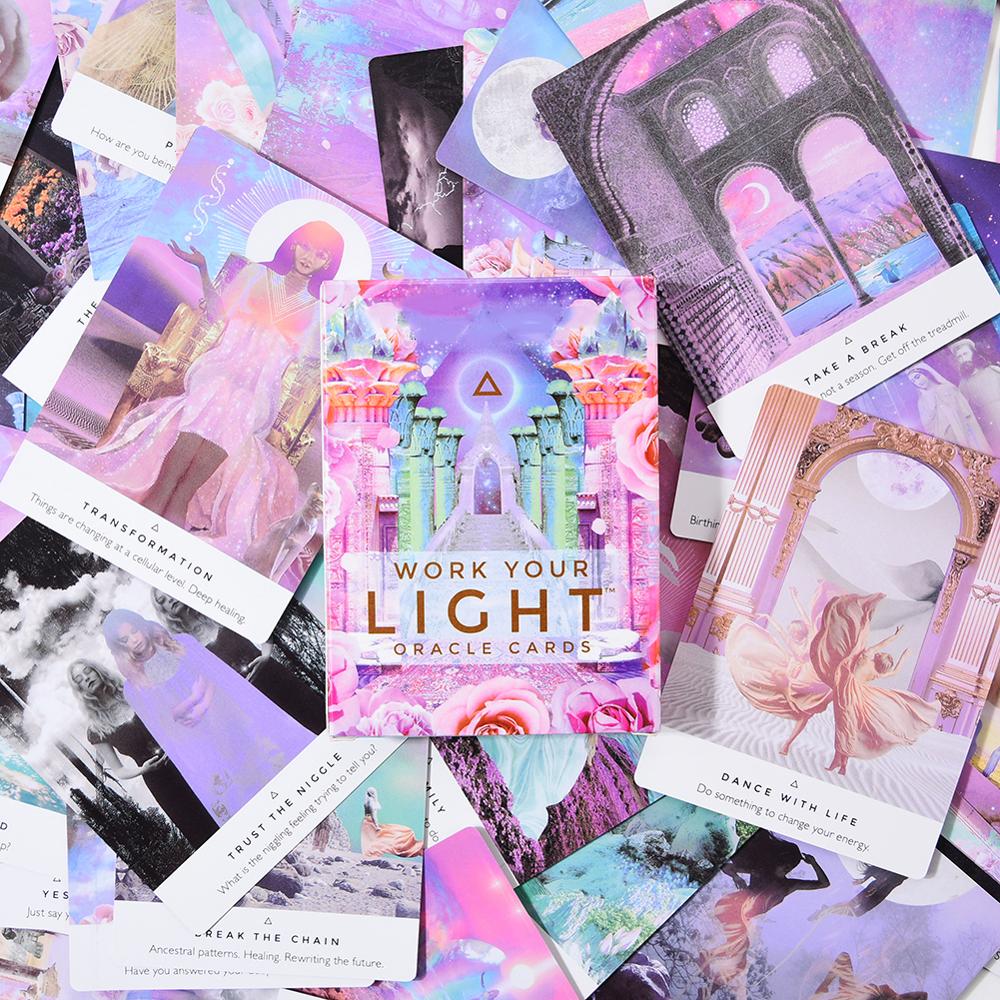 44 Pcs Oracle Tarot Cards Sheets Work Your Light Oracle Card Board Deck Games Palying Cards Game Entertainment (Work Your Light)