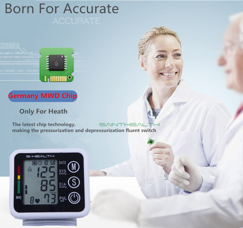 Russian Voice Tonometer Wrist Blood Pressure Monitor Automatic Wrist Digital Meter for Measuring And Pulse Rate Sphygmomanometer