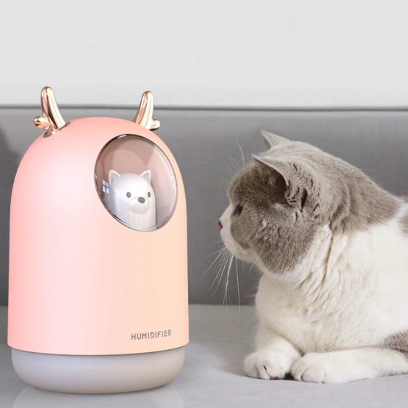 Air Humidifier Ultrasonic Electric USB Humidifier 300ML Aromatherapy Spray Nebulizer with Light
