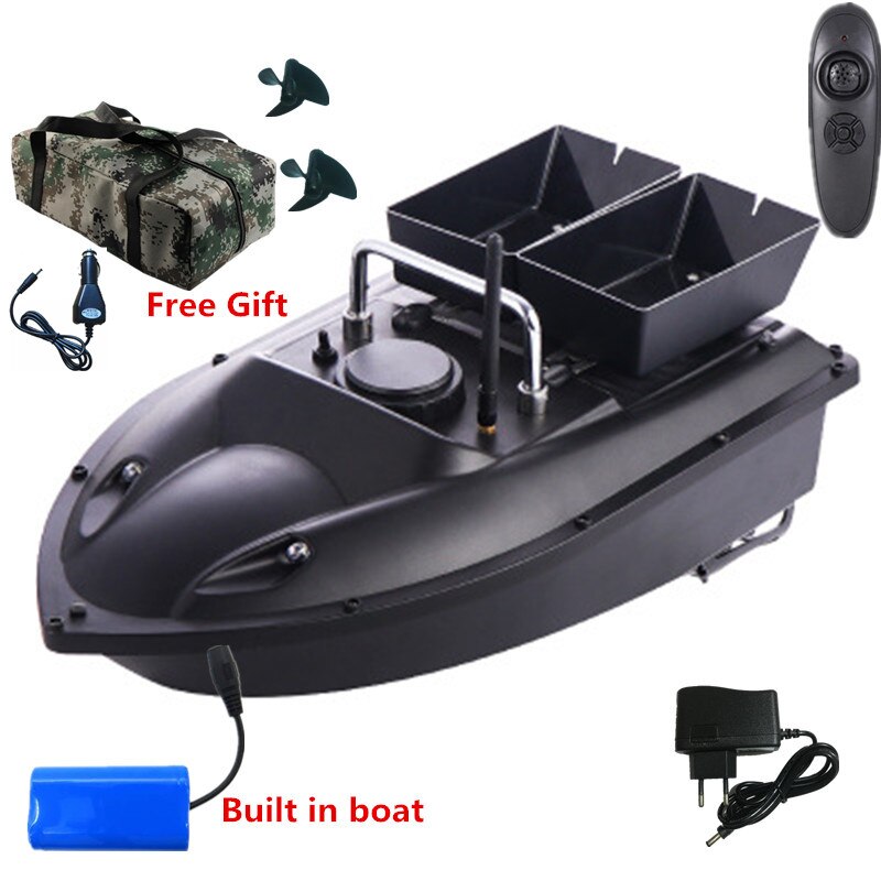New High Quality Double hopper Double Motor Fixed speed Cruise Automatic Feed Fishing Bait Boat with waterproof bag car charger