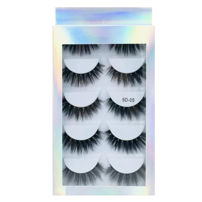 5 Pair Black Thick Fake Eyelash 3d Classic Fiber Fake False Eyelashes Faux Mink False Eyelashes Makeup Extension Fake Eyelashes