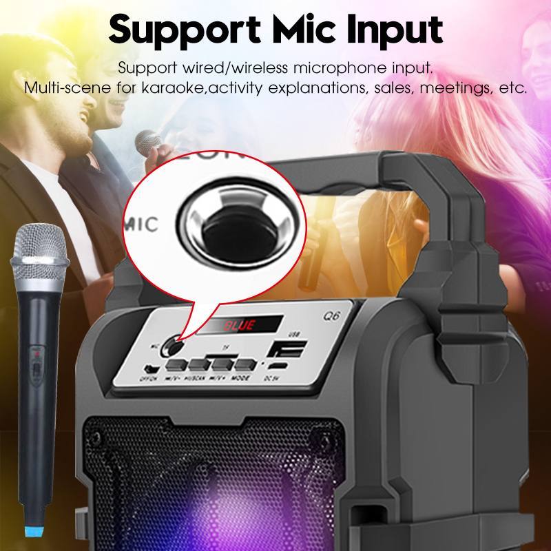 Portable Karaoke Speaker 3D Wireless bluetooth Speaker System Bass Subwoofer Microphone Support Hands-free/USB/TF Card/AUX/FM