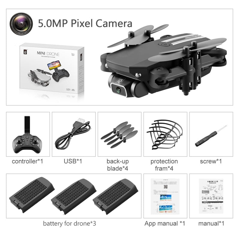Drone 4k HD Wide Angle Camera 0.3MP/5.0MP/4K HD Cameras Mini Drone LS-MIN Dron Camera Quadcopter Height Keep Drones Toys Gifts