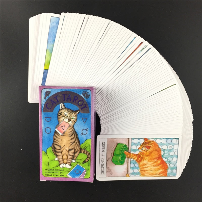 Cat Tarot Cards Magic Full English Read Fate Deck Board Game Family Playing Birthday Gift