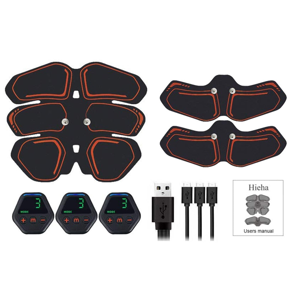 EMS Abdominal Muscle Stimulator Hip Trainer Toner USB Abs Fitness Training Gear Machine Home Gym Weight Loss Body Slimming