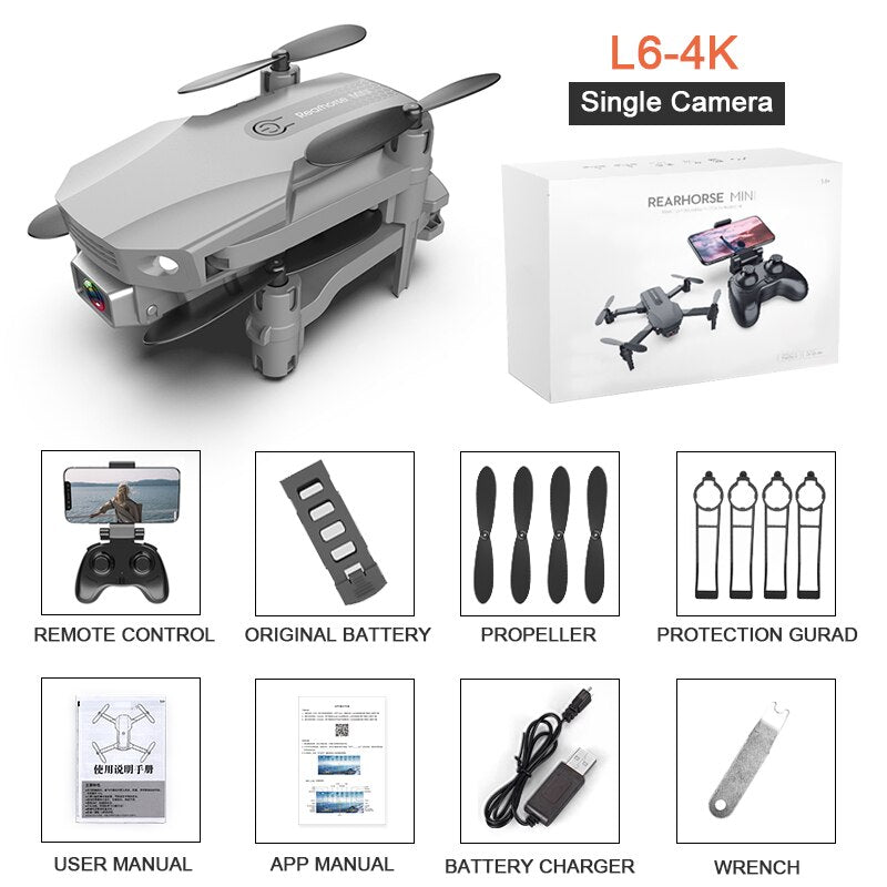 PEGI L6 Mini Drone 4K HD Dual Camera WIFI FPV Quadcopter Professional RC Drones Pocket Foldable Dron Boys GIFT for Children
