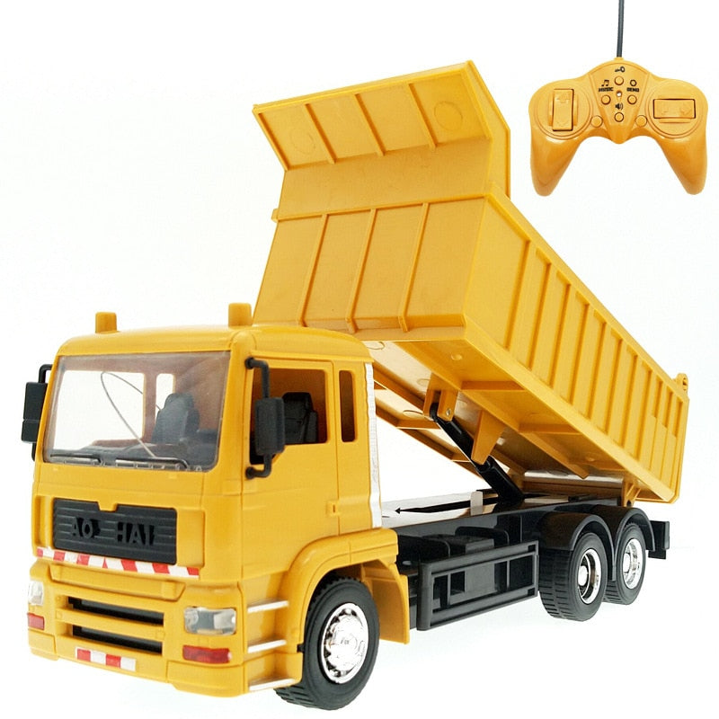 RC cars dump truck Toys for children boys Xmas birthday gifts yellow color RC Engineering truck model Beach toys transporter