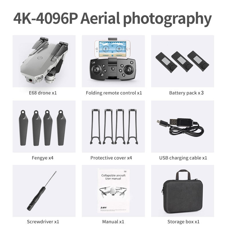 E59 RC Drone 4K HD Camera Professional Aerial Photography Helicopter 360 Degree Flip WIFI Real Time Transmission Quadcopter