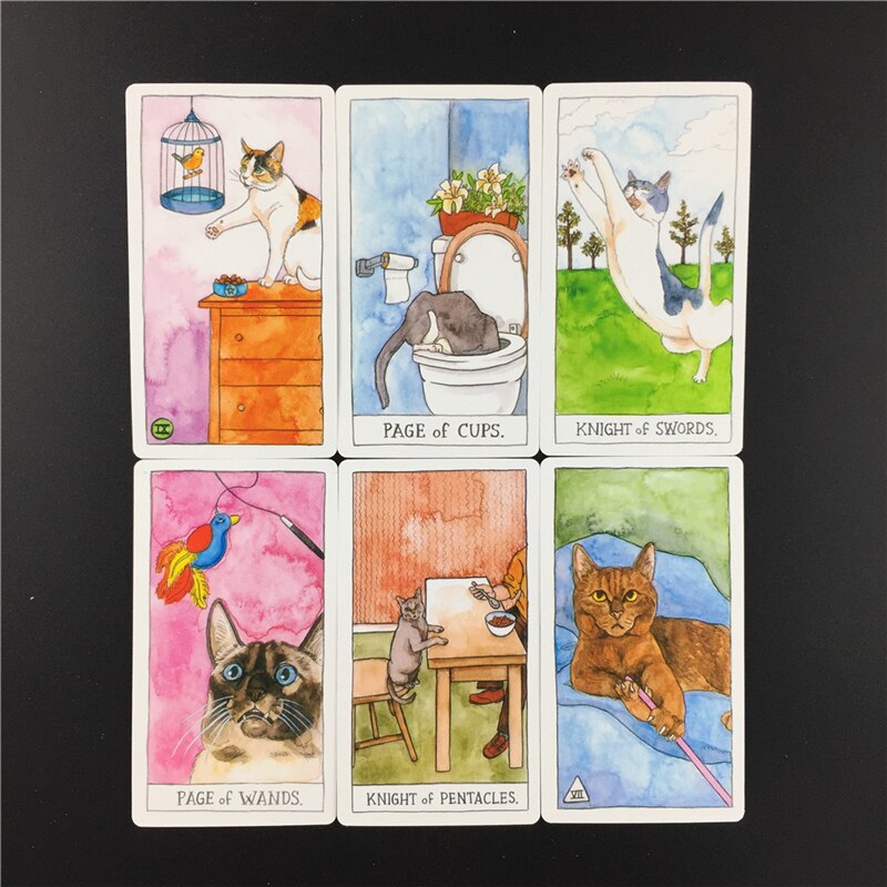 Cat Tarot Cards Magic Full English Read Fate Deck Board Game Family Playing Birthday Gift