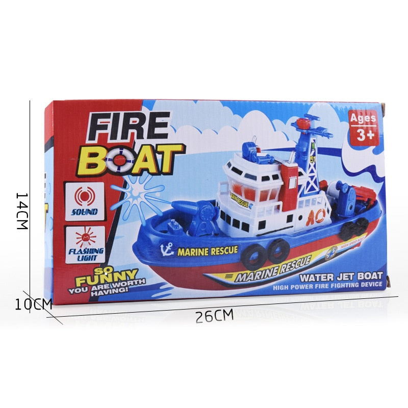 Fast Speed Music Light Electric Marine Rescue Fire Fighting Boat Fire Fighting Ship Toys Non-Remote Toy Kids Children's Day Gift