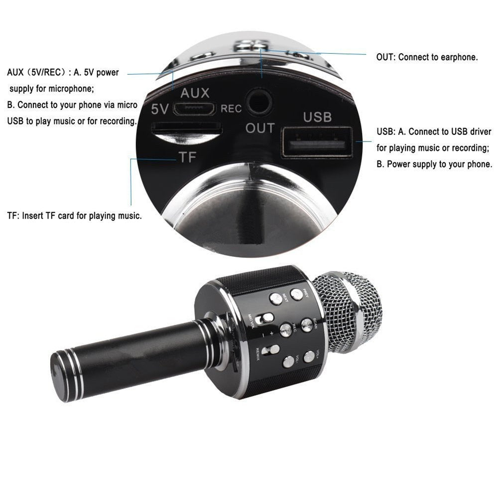 WS 858 wireless USB microphone professional condenser karaoke mic bluetooth stand radio mikrofon studio recording studio WS858