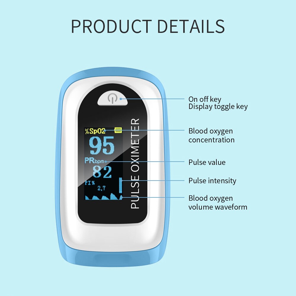 Portable Fingertip Pulse Oximeter OLED Display Blood Oxygen Saturation Detector Heart Rate Monitor Home Family Health Monitors