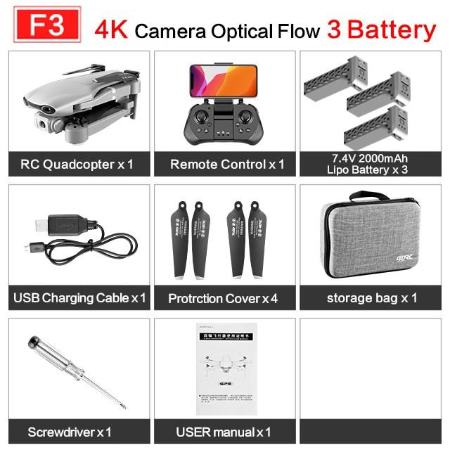 2020 NEW F3 drone GPS 4K 5G WiFi live video FPV quadrotor flight 25 minutes rc distance 500m drone HD wide-angle dual camera