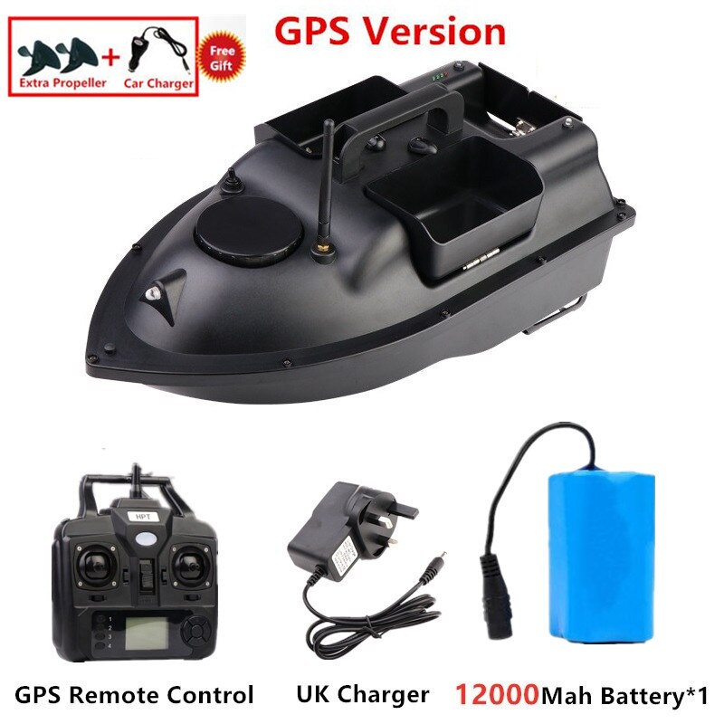 GPS Auto Return Intelligent Wireless Remote Control RC Bait Boat 500M 2KG Load High Speed Dual Light 3 Hopper Fishing Boat