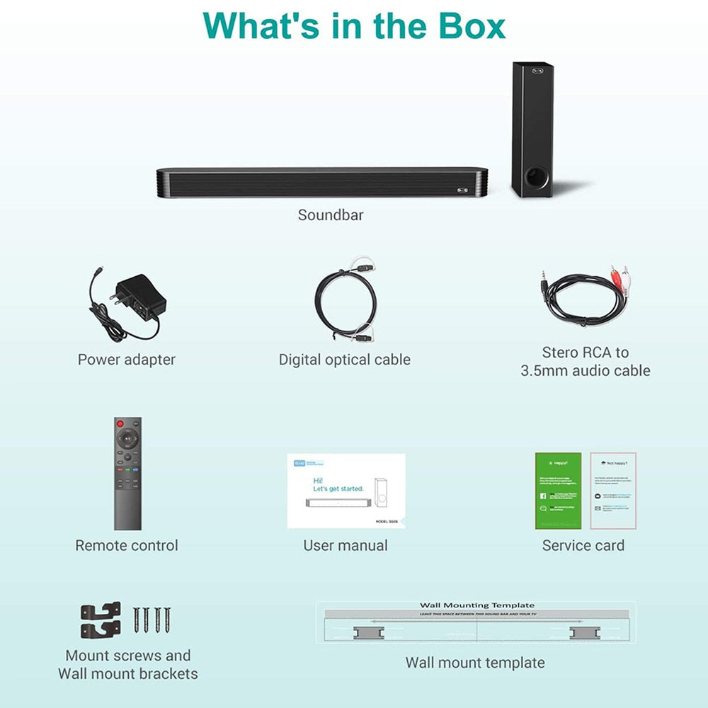 120W Home TV Theater Soundbar Bluetooth 5.0 Speakers Wireless Sound Bar 3D Stereo Column Surround Subwoofers with Remote Control