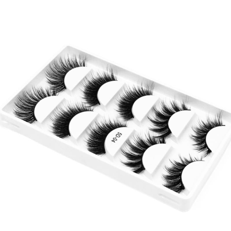 5 Pair Black Thick Fake Eyelash 3d Classic Fiber Fake False Eyelashes Faux Mink False Eyelashes Makeup Extension Fake Eyelashes