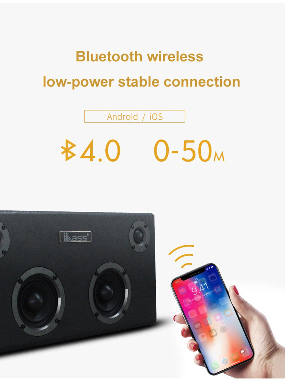 IBASS GaGa Bluetooth Speaker Wooden Speaker Car Outdoor Home 6-unit Speaker TV Computer Audio support Cell Phone Coaxial AUX USB