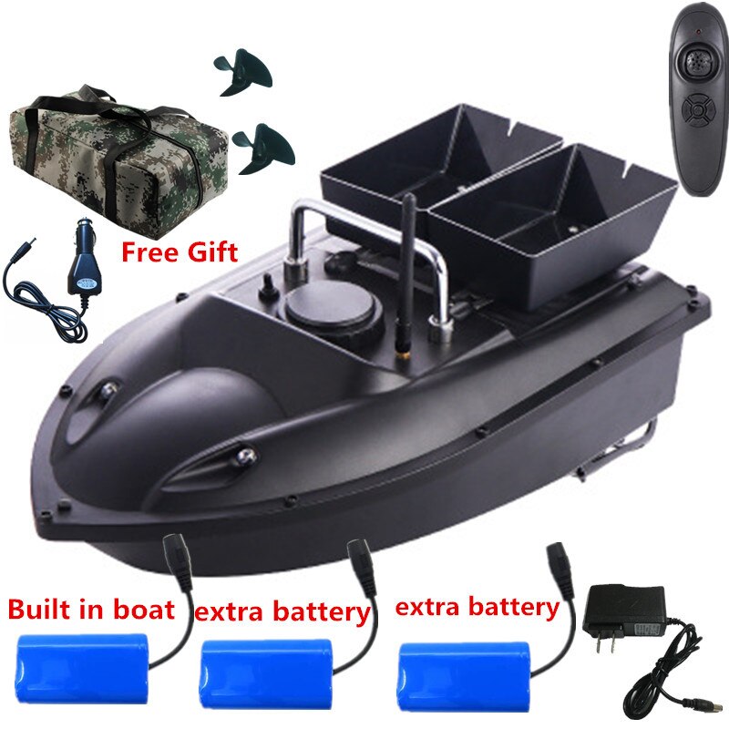 New High Quality Double hopper Double Motor Fixed speed Cruise Automatic Feed Fishing Bait Boat with waterproof bag car charger