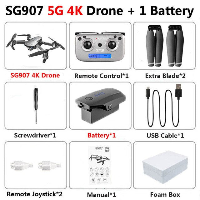 SG907 SG901 5G GPS Foldable Profissional Drone with Dual Camera 1080P 4K WiFi FPV Wide Angle RC Quadcopter Drone Camera