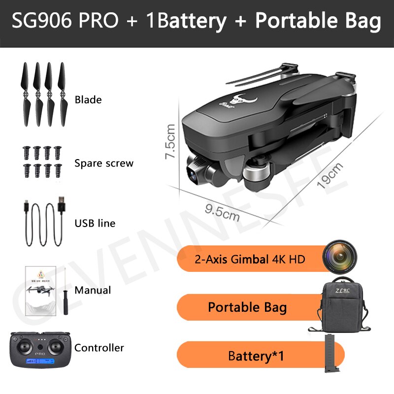 2020 NWE SG906 PRO2 drone 4k HD 5G camera Triaxial anti-shake Self-stabilizing gimbal Upgraded version drones distance 1.2km