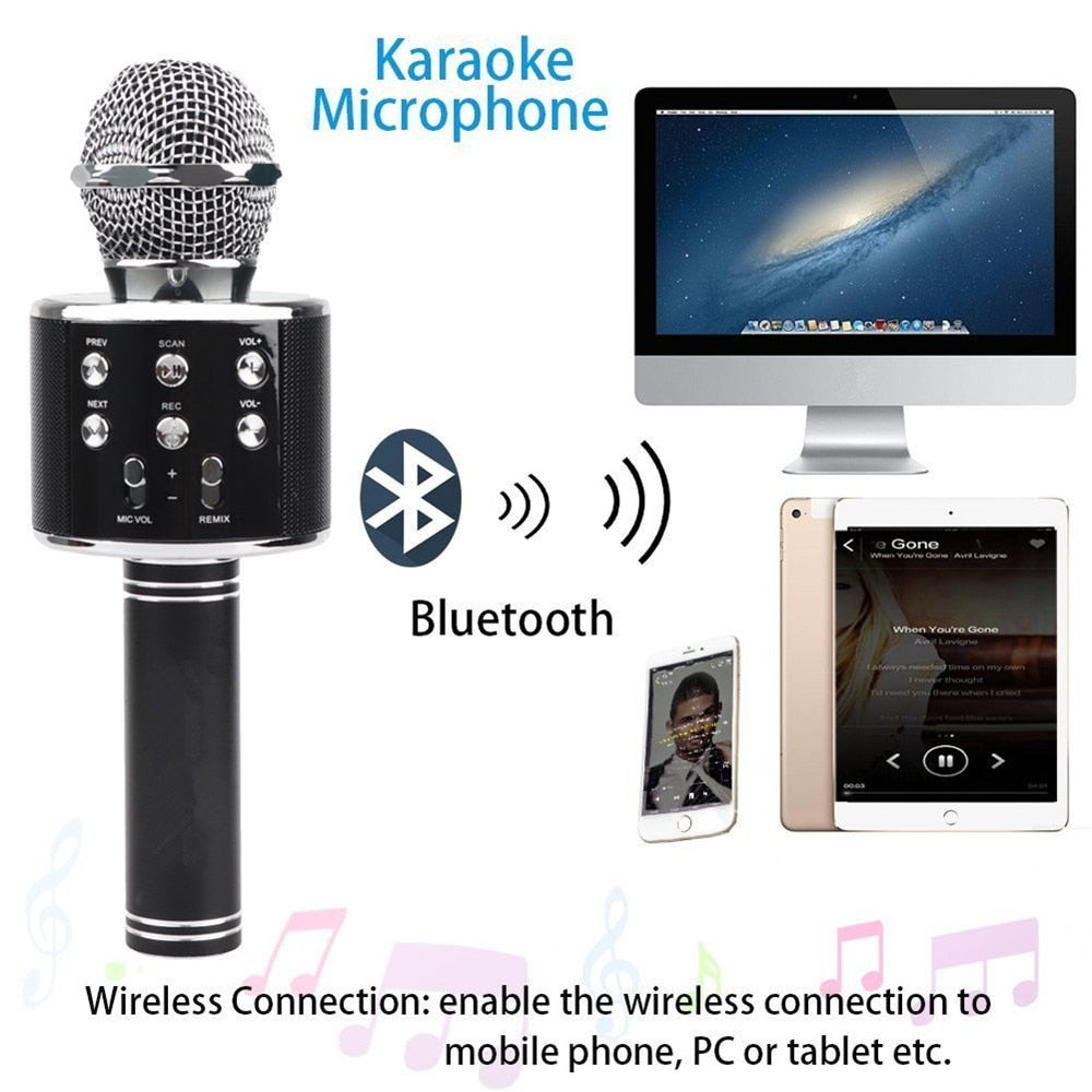 WS 858 wireless USB microphone professional condenser karaoke mic bluetooth stand radio mikrofon studio recording studio WS858