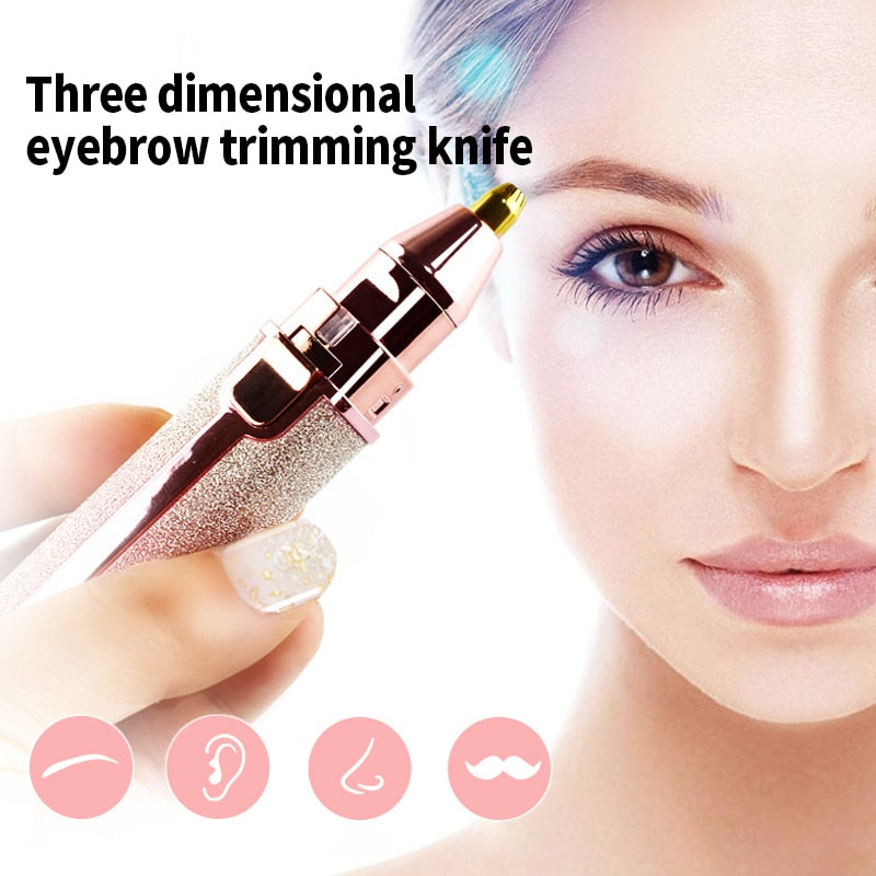 2 In 1 Electric Eyebrow Trimmer Makeup Painless Eye Brow Epilator Mini Shaver Razors Women Portable Facial Body Hair Remover