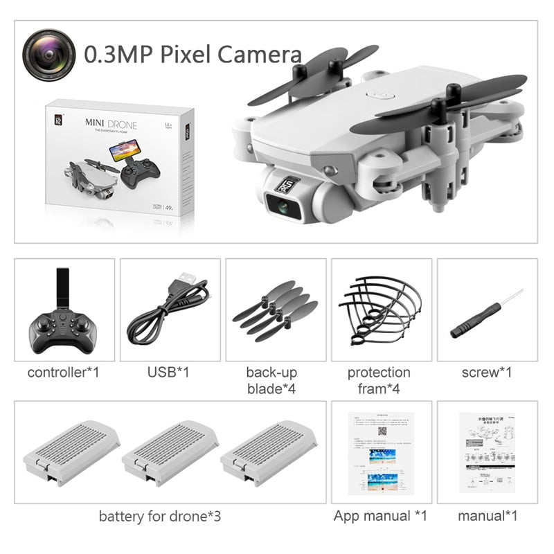 Drone 4k HD Wide Angle Camera 0.3MP/5.0MP/4K HD Cameras Mini Drone LS-MIN Dron Camera Quadcopter Height Keep Drones Toys Gifts