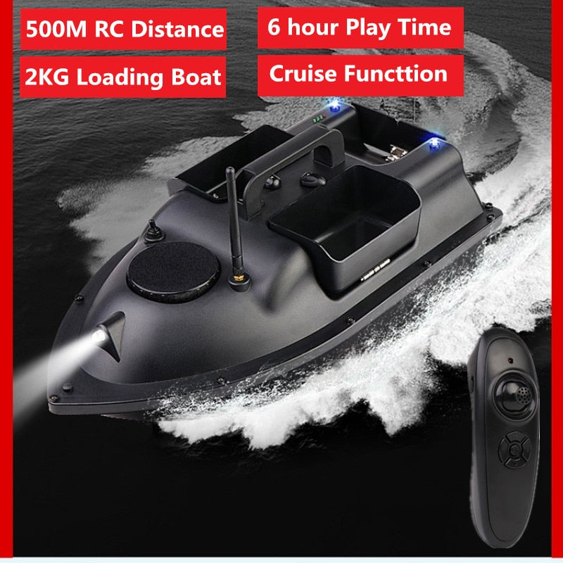GPS Auto Return Intelligent Wireless Remote Control RC Bait Boat 500M 2KG Load High Speed Dual Light 3 Hopper Fishing Boat