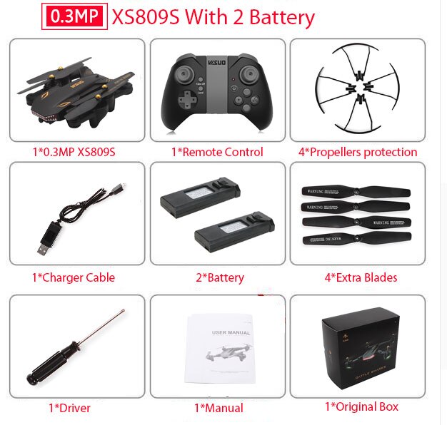 VISUO XS809S XS809HW Foldable Selfie Drone with Wide Angle 0.3MP/2MP HD Camera Quadcopter WiFi FPV RC Helicopter Mini Dron