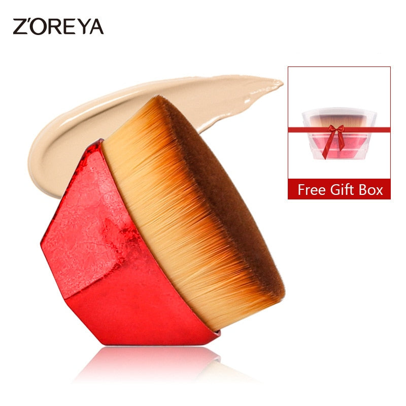 Zoreya Foundation Makeup Brush Flat Top Kabuki Hexagon Face Blush Powder Foundation Brush for Cream or Flawless-Powder Cosmetics