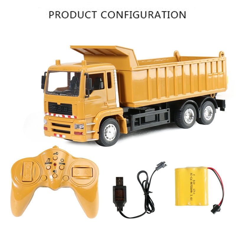 RC cars dump truck Toys for children boys Xmas birthday gifts yellow color RC Engineering truck model Beach toys transporter