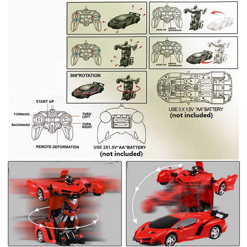 One-Click Deformation 360 Degree Remote Control Car Robot 2.4 GHz Remote Deformation Car Robot Toy Children Car Toy