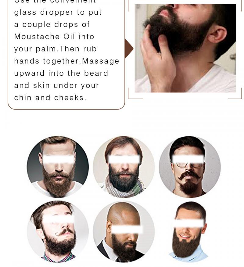 Natural Beard Nourish Oil 100% Pure Organic for Beard Eyelash Hair Men Grooming Mustache Care Loss Prevent Hair Care TSLM1