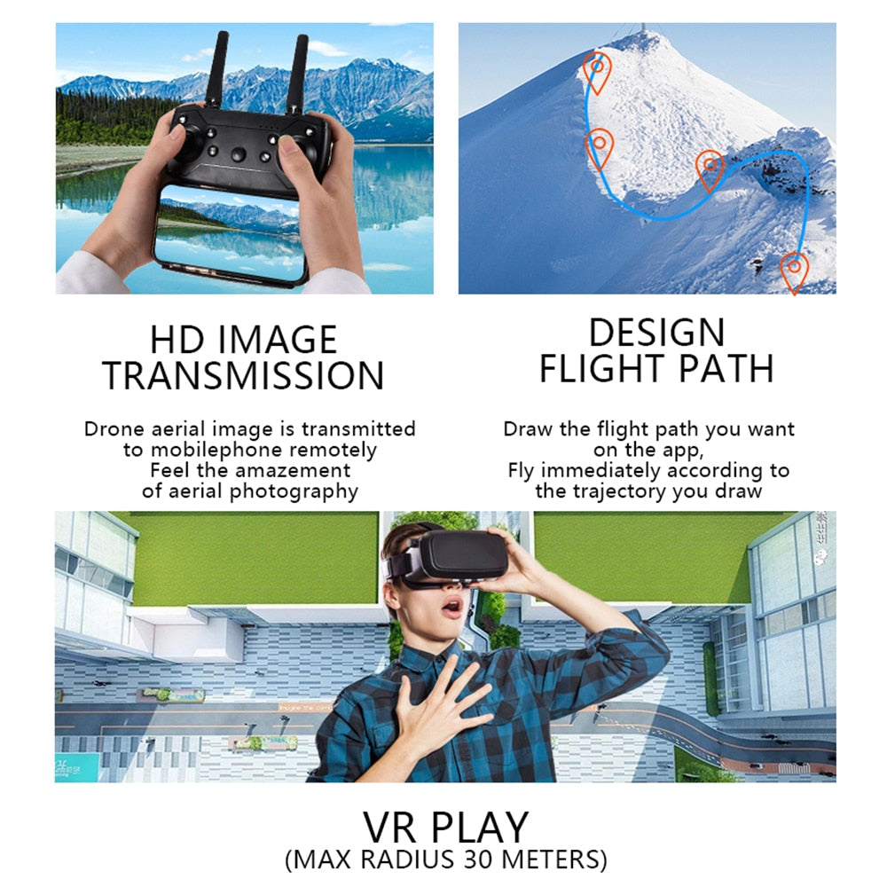 2020 NEW E99 Drone 4K HD FPV Wide Angle Profession Dual Camera Hight Hold Optical Flow Foldable RC Quadcopter Dron Toys