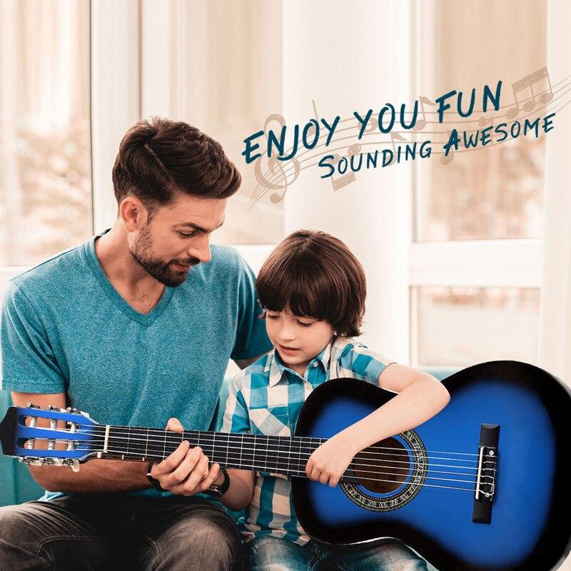 34inch Kids Classical Acoustic Starter Kit Guitar 1/2 Size with 6 Strings Gig bag Tuner Picks Strap for Beginners ( Blue)
