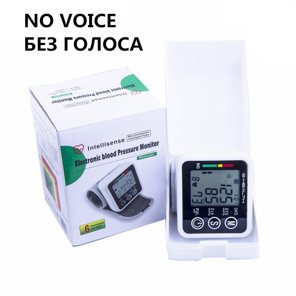 Russian Voice Tonometer Wrist Blood Pressure Monitor Automatic Wrist Digital Meter for Measuring And Pulse Rate Sphygmomanometer