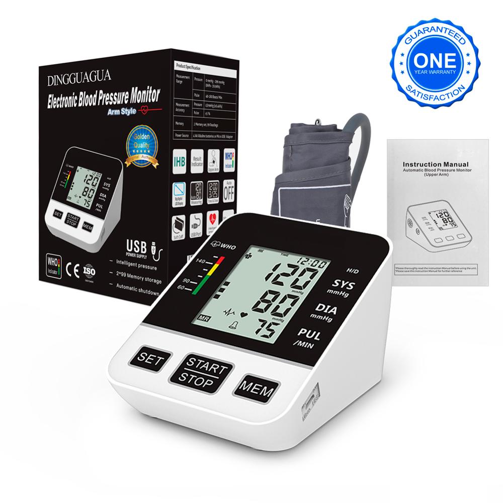 Home Blood Pressure Monitor Upper Arm Automatic Digital LCD Large Cuff Blood Pressure Monitors Medical BP Heart Rate Pulse Meter