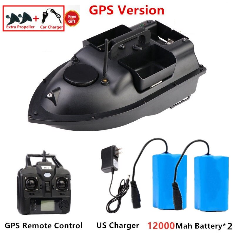 GPS Auto Return Intelligent Wireless Remote Control RC Bait Boat 500M 2KG Load High Speed Dual Light 3 Hopper Fishing Boat