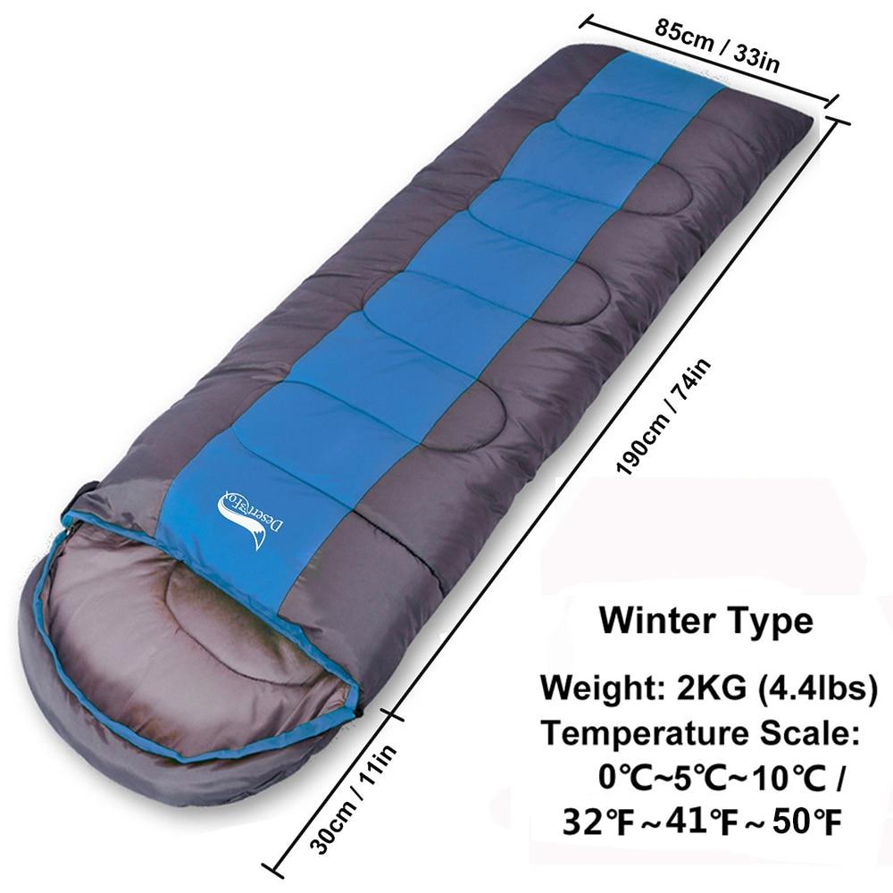 Desert&Fox Large Sleeping Bag for Adults 1pc Winter Type Envelope Warm Sleeping Bags Blanket for Camping Hiking Tourism 220x85cm