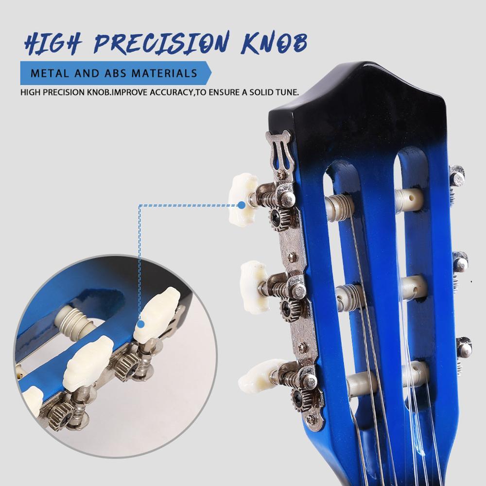 34inch Kids Classical Acoustic Starter Kit Guitar 1/2 Size with 6 Strings Gig bag Tuner Picks Strap for Beginners ( Blue)