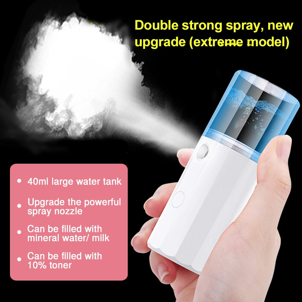30ML Mini Nano Facial Sprayer Alcohol USB Nebulizer Face Steamer Humidifier Hydrating Anti-aging Women Beauty Skin Care Tools