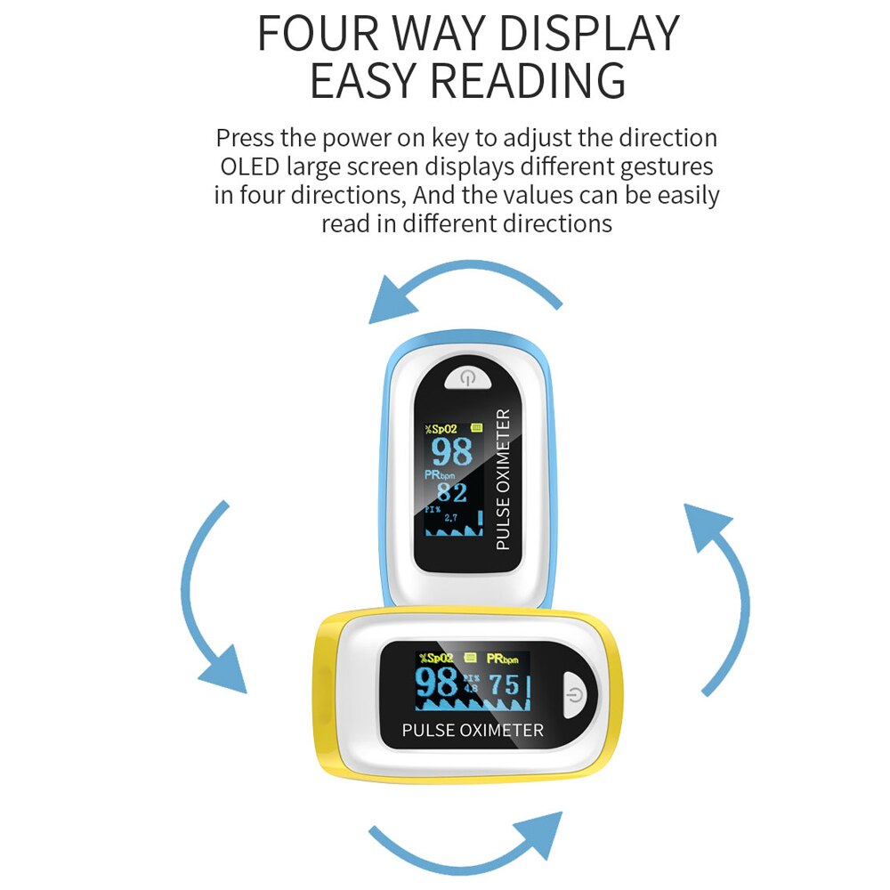 Portable Fingertip Pulse Oximeter OLED Display Blood Oxygen Saturation Detector Heart Rate Monitor Home Family Health Monitors
