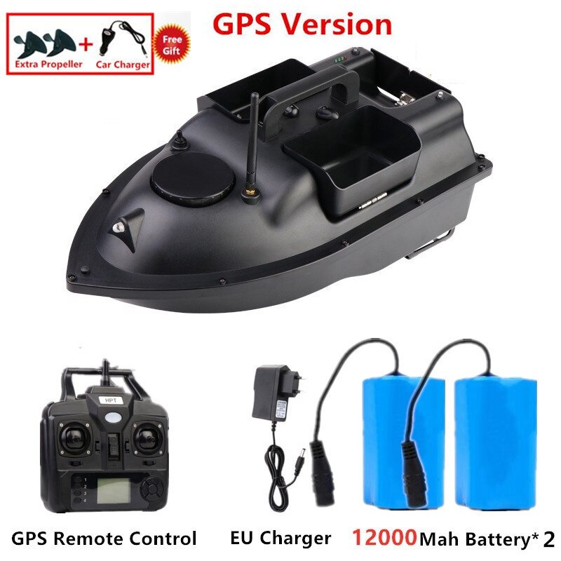 GPS Auto Return Intelligent Wireless Remote Control RC Bait Boat 500M 2KG Load High Speed Dual Light 3 Hopper Fishing Boat