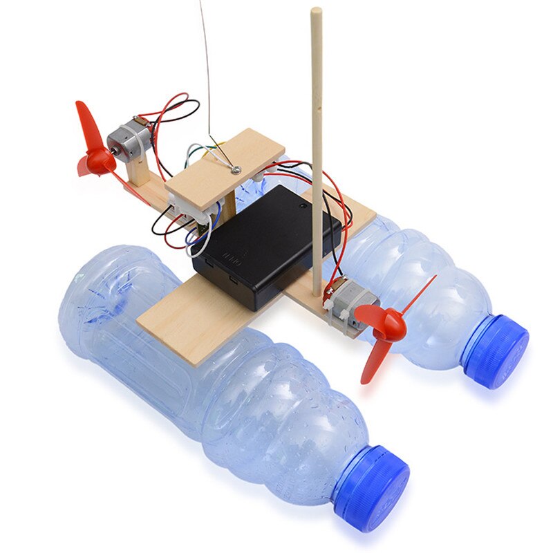 New Wooden RC Boat Kids Toys Assembly Remote Control Boat Toys Battery Powered Educational Toy Scientific Experiment Model Kits