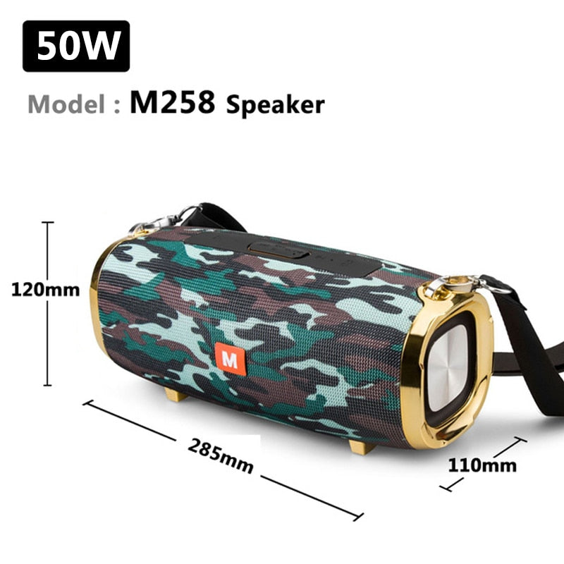50W high-power portable bluetooth speaker sound column stereo wireless subwoofer music center, support FM radio TF aux USB