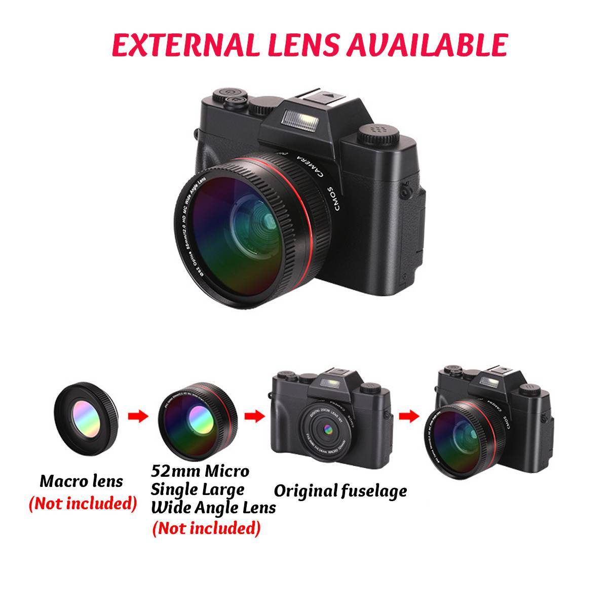 4K KOMERY Vlog Youtuber Camcorder 3000W 16X Super Definition Digital Night Vision Camera RC Outdoor Travel Wedding Home