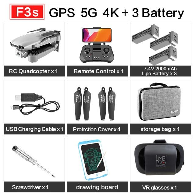 2020 NEW F3 drone GPS 4K 5G WiFi live video FPV quadrotor flight 25 minutes rc distance 500m drone HD wide-angle dual camera