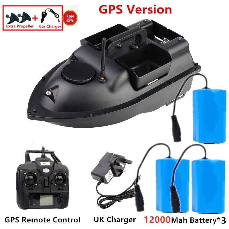 GPS Auto Return Intelligent Wireless Remote Control RC Bait Boat 500M 2KG Load High Speed Dual Light 3 Hopper Fishing Boat