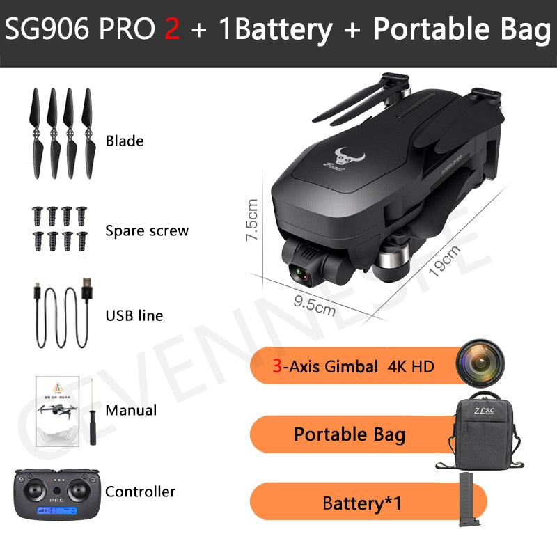2020 NWE SG906 PRO2 drone 4k HD 5G camera Triaxial anti-shake Self-stabilizing gimbal Upgraded version drones distance 1.2km
