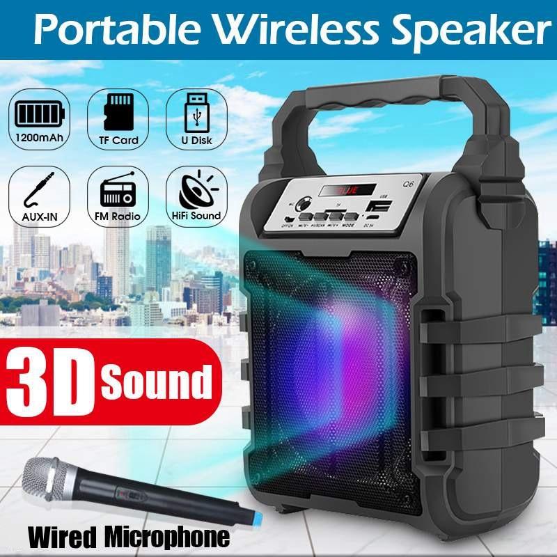 Portable Karaoke Speaker 3D Wireless bluetooth Speaker System Bass Subwoofer Microphone Support Hands-free/USB/TF Card/AUX/FM